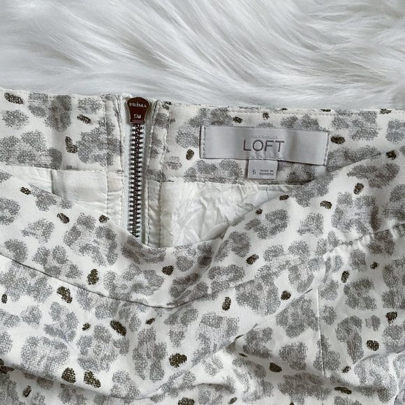 LOFT cream gray leopard print silk pencil skirt sz 6 - Picture 5 of 8